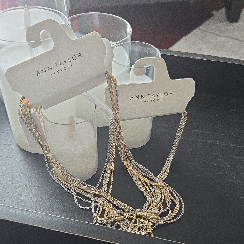 Ann Taylor Gold and Silver Layered Necklace Collection